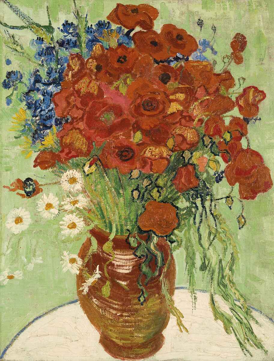 Vase with Poppies and Daisies Van Gogh